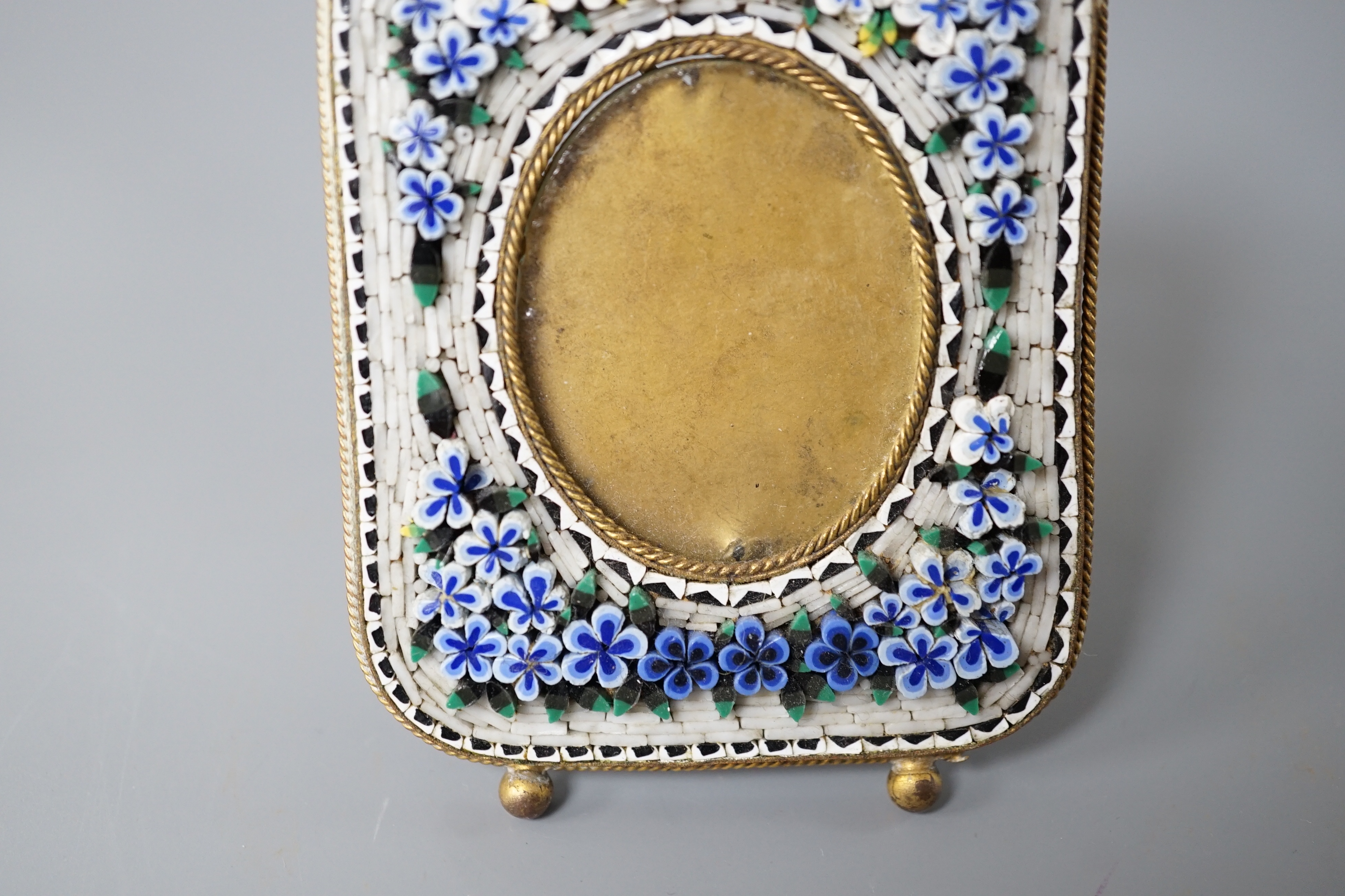 A 19th century Italian micromosaic easel photo frame - 9cm high
